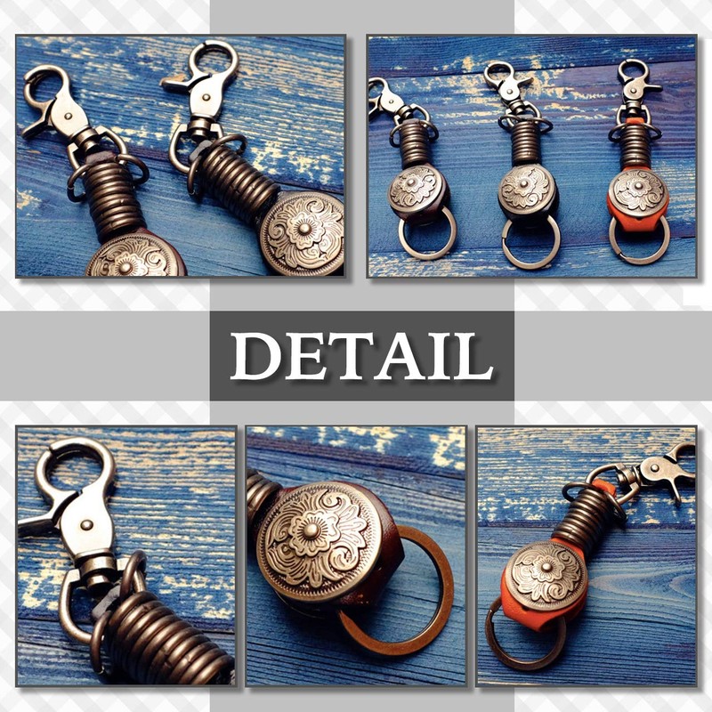 CHROME CRANE Men's Leather Cowhide Leather Cord Key Ring Charm