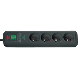 Brennenstuhl Eco-Line 1159701 Block with 4 Sockets Base 1.4 m H05VV-F 3G1.5 13500 A Surge Black