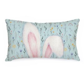AACORS Easter Pillow Cover 12x20 Inch Rabbit Ears Floral Decorations Holiday Farmhouse Spring Pillow Case for Home Sofa Couch Decor (Blue) AA423-12