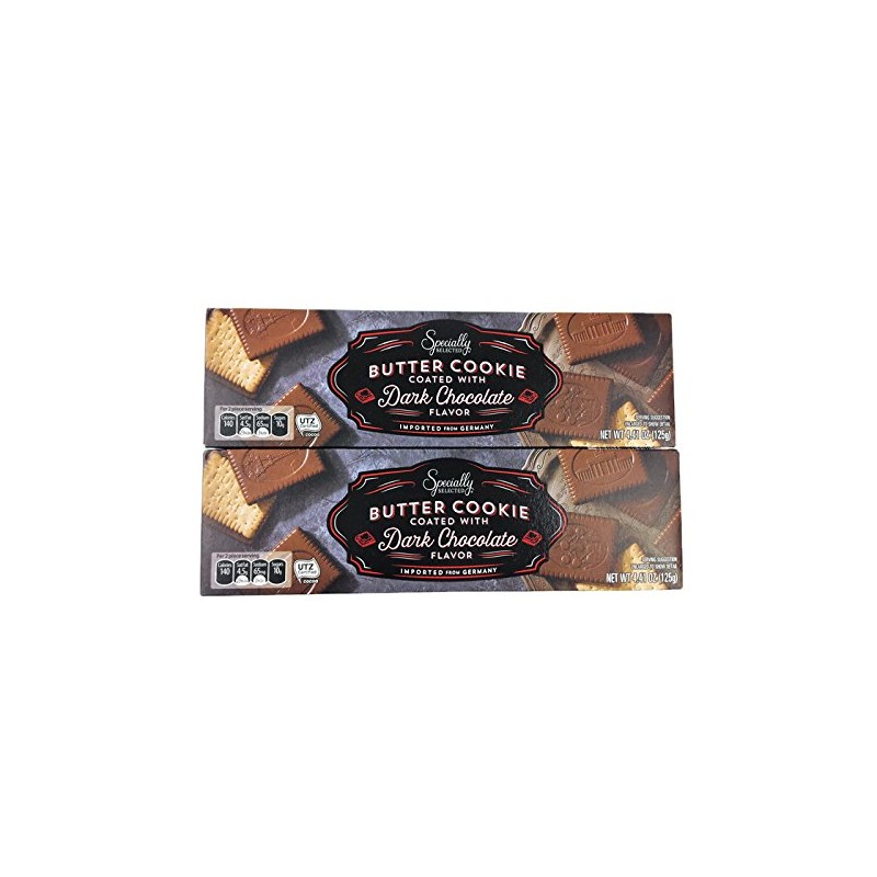 German Dark Chocolate Covered Butter Cookies - 4.4-Ounce Boxes (Pack