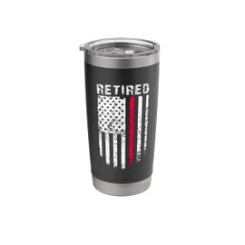 Vintage USA American Flag Thin Red Line Retired Firefighter Stainless Steel Insulated Tumbler