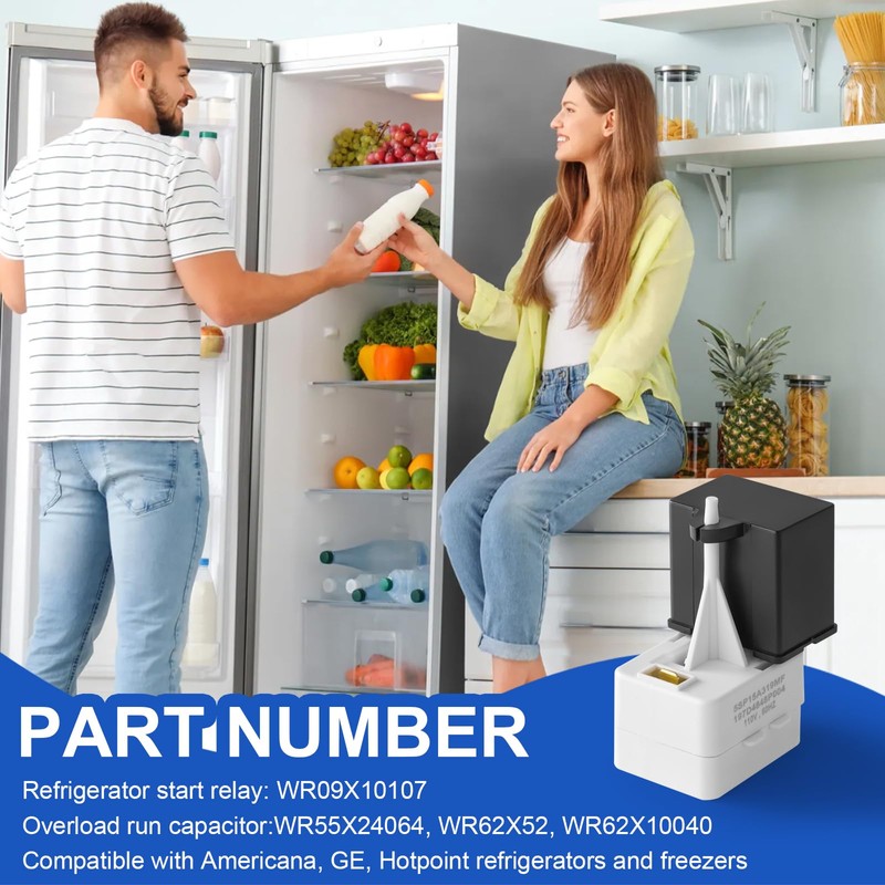 WR09X10107 Refrigerator Start Relay Kit, WR09X10107 Start Relay and WR55X24064
