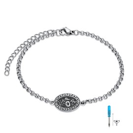 MEIDERBO September Birth Flower Urn Bracelet for Ashes for Women 925 Sterling Silver Cremation Bracelet Memorial Keepsake Jewelry for Human Ashes