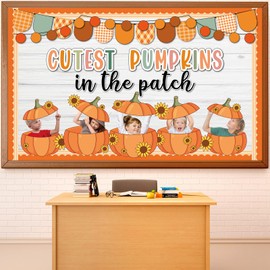 Fall Pumpkin Bulletin Board Decorations Set Thanksgiving paper Cutout DIY Photo Craft Autumn Cutest Pumpkins in The Patch Bulletin Board for Classroom School Office Chalkboard Wall Door Party Supplies