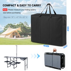 Folding Camping Kitchen Table Storage Bag for GCI Outdoor - 600D Waterproof Cook Station Carry Bag for Folding Picnic/Camp Tables with Durable Zipper, Foldable Table Carry Cover, 35 L x 6" W x 22" H