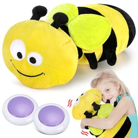 Kigley 1 Pack Bee Sensory Vibrating Pillow Animal Model Pressure Activated Pillows for Autistic Kids Soft Textured Therapy Stimulation Vibrating Pillows for Autistic Children Preschool Home(Bee)