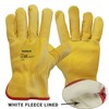 A406 3 PAIRS Driver Gloves Fleece Cotton Lined Leather Lorry