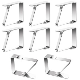 Nutabevr Pack of 8 Stainless Steel Tablecloth Clips, Adjustable Tablecloth Clips, Flexible Movable Tablecloth Clips, for Indoor and Outdoor Use, Thick Tables, Garden Table, Restaurant, Family Dining