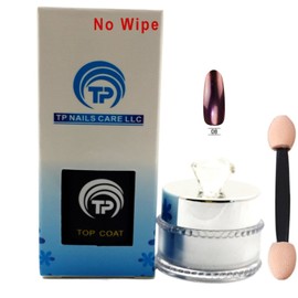 Magic Mirror Chrome Effect Metallic Powder Plus No Wipe Top Coat. App. 5g per jar / 15 ml per No Wipe Bottle (Mirror #08 / No Wipe)