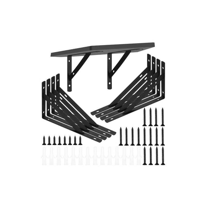 Heavy Duty Shelf Brackets - 8 Pcs Metal Wall Mount