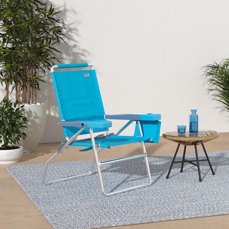Rio Brands 17" Extended Height 4-Position Folding Beach, Camping, Lawn