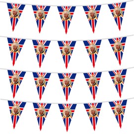 10m/32.8ft King Charles III Coronation Bunting Flags Party Decorations with 30 Flags,Union Jack Flag King Charles Coronation Decorations 2023 Flags Fabric Bunting Banner for Coronation Street Party