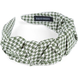 styleBREAKER Ladies Hairband with Houndstooth Pattern in Subtle Frill Optics, Hairband Pepita, Hair Accessories 04027044, Colour:Green-White