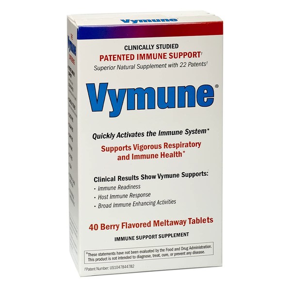 Vymune Amino-Acid Advanced Immune Support Supplement with Powerful Amino Acids Taurine, Lysine and Threonine Meltaway Tablets, Berry Flavored – for Adults (800mg Vitamin C, 40ct.)