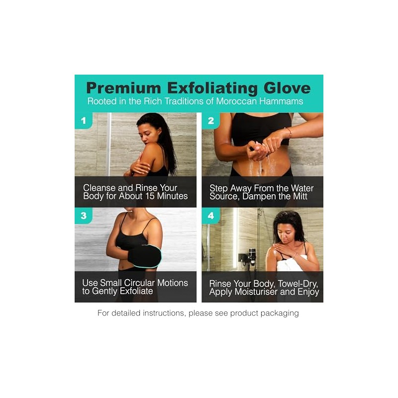 Exfoliating Glove, 2 Pack, Korean Body Scrub Mitt for Dead