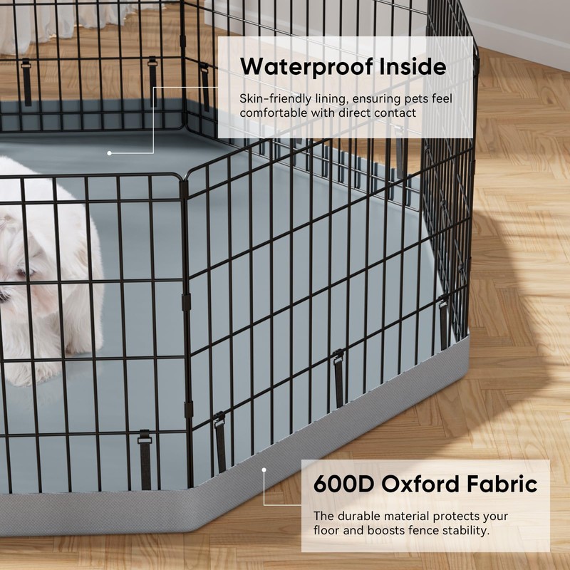 PJYuCien Dog Playpenr，8 Panels 30”H Dog Playpen with Gery Bottom