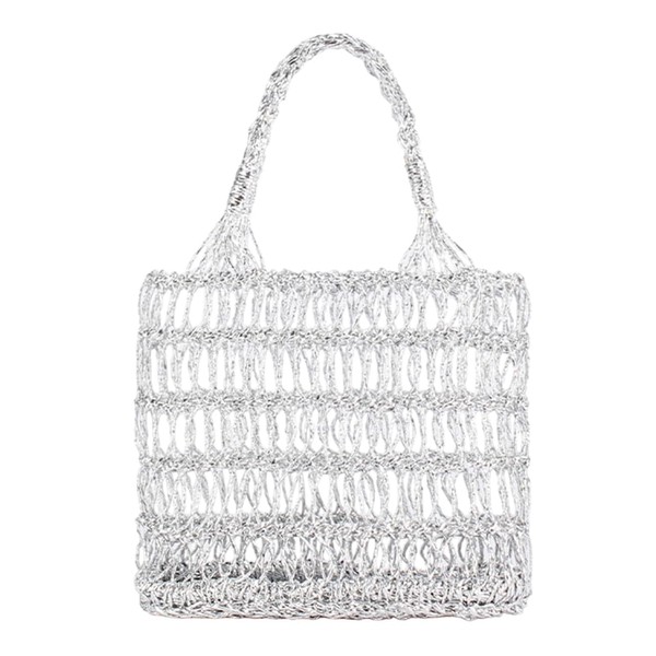 FUNSEED Straw Beach Tote Bag for Women, Gold and Silver