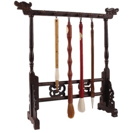 NOELAMOUR Brush Hanging, Calligraphy, Brush Stand, Hanging, Calligraphy, Calligraphy Brush, Crafts, Calligraphy Tool, For 12 Brushes (Dark Brown)