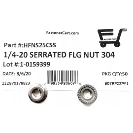 FAS (50)  1/4-20 Stainless Steel Serrated Flange Nuts 304 Stainless Flange Lock Nuts