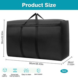 Super Large Storage Bag, 150L Oxford Storage Container Organiser, 600D Durable Carry Bag, Camping Bag for Bedding, Duvets, Clothes, Pillows, Travel Organiser (Black)