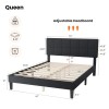 OLIXIS Bed Frame with Headboard Sturdy Slats Support Noise Free