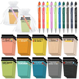 Kosiz 90 Pcs Christmas Teacher Gifts from Students Teacher Coffee Cup Notepad with Pen Appreciation Sticky Notes Bulk Thank You Gifts for Christmas New Year School Office Classroom Supplies