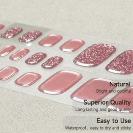 DUKASOU Semi Cured Gel Pedicure Strips, (cherry blossoms falling)26 PCS Gel Nail Strips Works with any UV Light, Salon Quality Gel Nail Stickers，Easy to Apply & Remove