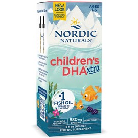 Nordic Naturals Children's DHA Xtra, 880mg Omega-3, Berry Flavour, with EPA and DHA, 60ml, Lab Tested, Soy Free, Gluten Free, Non-GMO