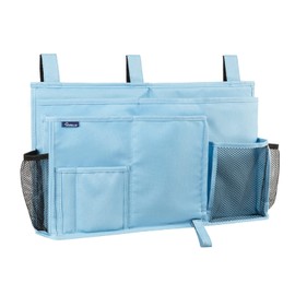 Surblue Bedside Caddy Hanging Bed Organizer Storage Bag Pocket for Bunk and Hospital Beds, College Dorm Rooms Baby Bed Rails,Camp 8 Pockets (Skyblue)
