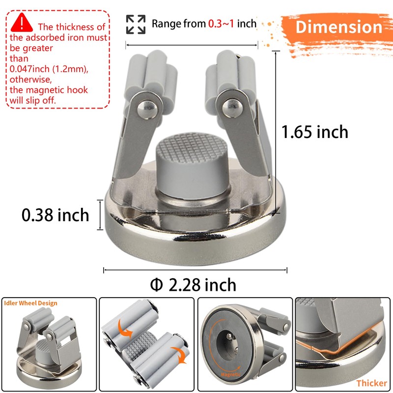 ULIBERMAGNET Magnetic Broom Holder,4PCS Magnetic Mount Broom Holder Heavy Duty