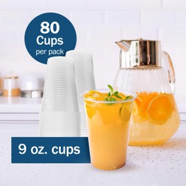 TenderGentle Small, Clear Plastic Cups 9 oz - Case of 960 Disposable Drinking Cups for Home Use, Traveling, Parties, Offices, Facilities