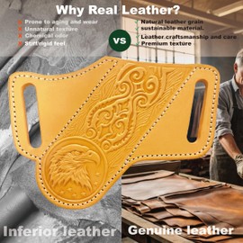 Knife Sheath Leather,Genuine Craft, Knife Sheath for Belt with Secure Snap for Hiking .-Chestnut