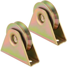 SHEUTSAN 2PCS 3.5 Inches (88mm) V Type Sliding Gate Roller, V Groove Track Wheel Steel Rollers with Bracket, for Sliding Gate Frame Track Rail Industrial Machines