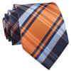 Blue Navy Orange Norrow Tartan Check Plaid Ties Elegant Autumn