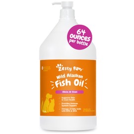 Zesty Paws Aceite De Pescado Silvestre De Alaska para Perros Y Gatos - Mezcla De Aceite De Abadejo Y Salmón - Ácidos Grasos Omega 3(Epa Y Dha) para Ma