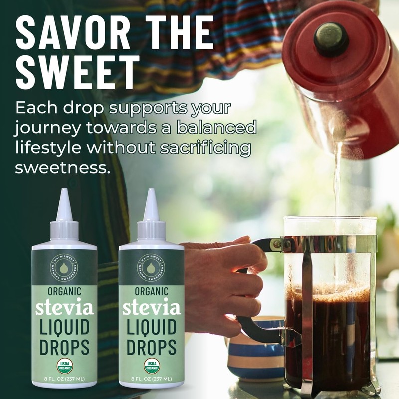 Organic Stevia Liquid Drops, 8 fl oz, Liquid Stevia Sweetener