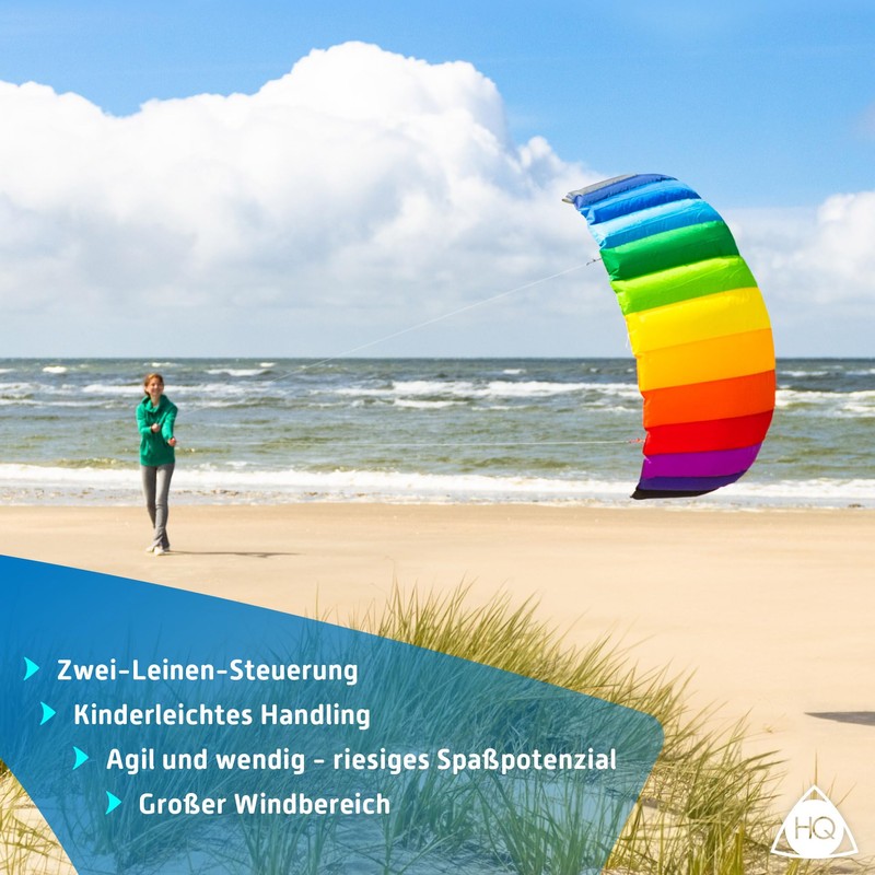 HQ Kites 2.2m Symphony Beach III Rainbow R2F, Multi-coloured, 73.66