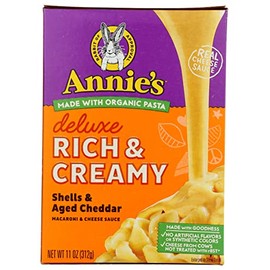 Annie's Homegrown Creamy Deluxe Aged Cheddar Macaroni & Cheese, No Artificial Flavor, 11 Ounces (Pack Of 12)