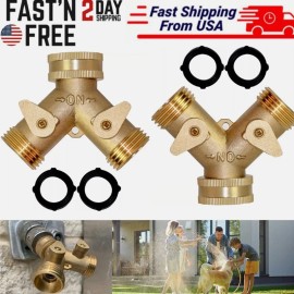 Unbranded 3/4" Solid Brass Double Two Way Tap Connector Adaptor Garden Hose Splitter Valve