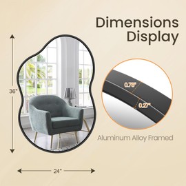 Dimelax Mirrors for Bathroom Over Sink, 36”x 24” Irregular Shaped Mirror, Metal Frame Modern Bathroom Mirror, Wall Decorative for Entryway Living Room Bedroom Vanity Wall Mirror Horizontal/Vertical