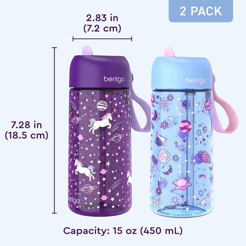 Bentgo Kids Prints Water Bottle Bundle - Set Includes 2