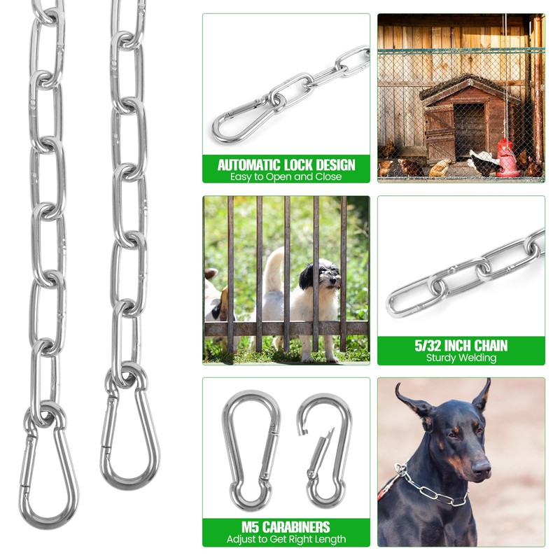 Urkupoo 2 Pack Outdoor Gate Chain Lock with 4 Carabiners,