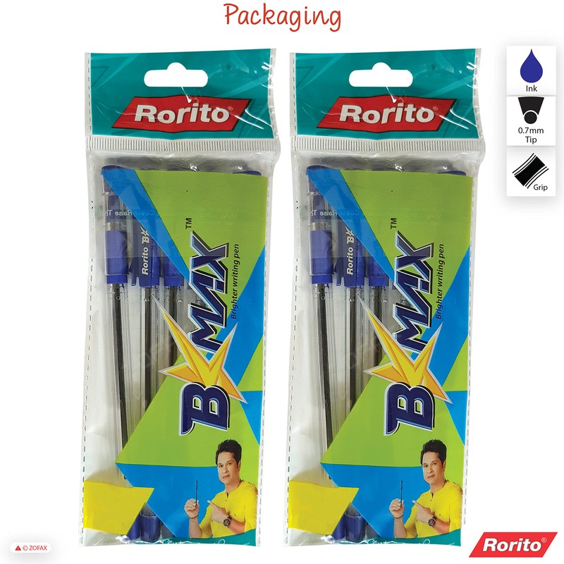 rorito 10 x 0.7mm B Max BLUE Ballpoint Pens Unique