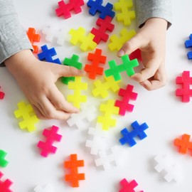 PLUS PLUS Big - Open Play Set - 100 Piece - Neon Color Mix, Construction Building Stem/Steam Toy, Interlocking Large Puzzle Blocks for Toddlers and Preschool