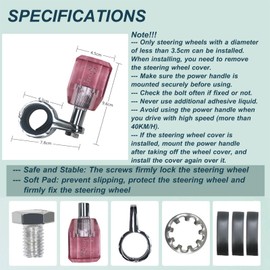 EOHMAK Car Steering Wheel Spinner Knob Acrylic Crystal Steering Wheel Booster Ball Car Power Handle Spinner Knobs Steering Wheel Aid Spinners for Cars Tractors Trucks Car Accessories(Pink)