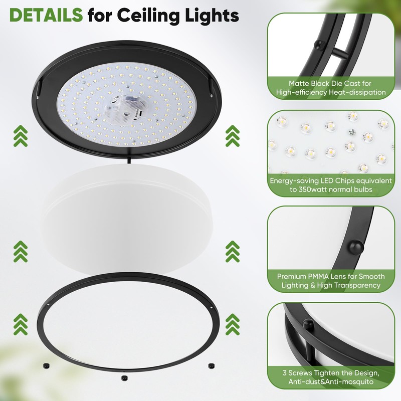 18inch LED Flush Mount Ceiling Light, 50W 5600lm Bright Dimmable
