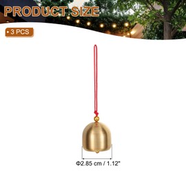 PATIKIL Small Bulk Hanging Bell, 3 Pcs Chinese Feng Shui Bell Good Luck Wind Chime for Door Window Home Garden Decor Wealth and Safe Pendant, Golden-Red