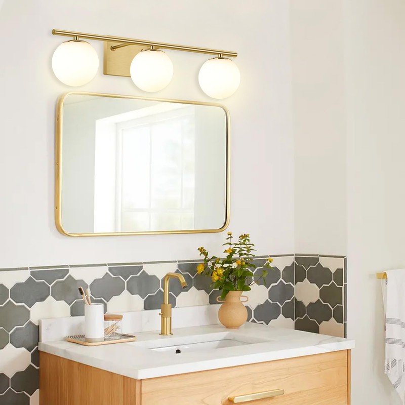 YHTlaeh New Bathroom Vanity Light 3 Lights Fixtures Brushed Brass