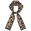 sourcing map Women's Leopard Ribbon Long Skinny Scarf Headband Neckerchief,