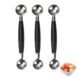 3 Pcs Ice Cream Scoop,Melon Baller,Cookie Potato Double Sided Round Balls Fruit Spoon Tool,Stainless Steel Ice-Cream Cone Dessert Scooper for Mash Digging Fruits Watermelon Meatball Ballers Maker